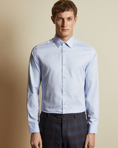 NEVERR-Shirts-Dern Fit Jacquard Shirt- Ted Baker Romania